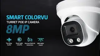 4K 8MP PoE IP Dome Security Camera Outdoor, Full Color Turret IP Camera with Smart Dual Light