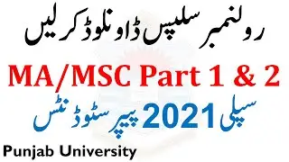 MA MSc Part 1 & 2 Supply 2021 Punjab University Roll No Slips Upload - Ma Msc Supply 2021 PU Slip