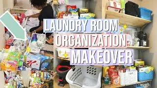 SMALL LAUNDRY ROOM ORGANIZATION MAKEOVER! ORGANIZE WITH ME | LAUNDRY ORGANIZATION ON A BUDGET