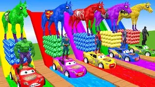 RED HORSE SPIDERMAN CROSSING FOUNTAIN HULK SUPERMAN JOKER BATMAN RESCUE ANIMALS GAME