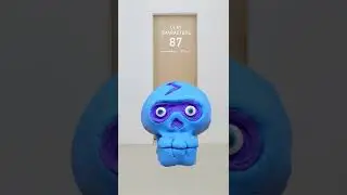 Creating Characters with Oil Clay. CLAY CHARACTERS 87. SKULL NENDO blue 油粘土でスカルをつくる  #Shorts
