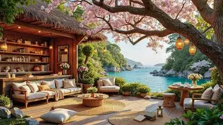 Serene Seaside Spring Jazz Lounge | Gentle Piano Jazz and Morning Ocean View for Focus