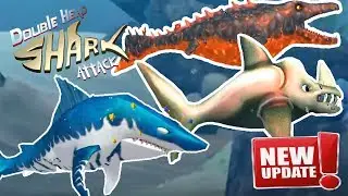 Double Head Shark Attack - NEW UPDATE - 3 NEW SHARKS UNLOCKED - RHINO, MOSASAURUS & MEGAMAX