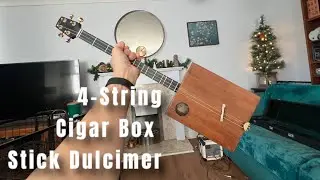 4-String Cigar Box Stick Dulcimer, Cedar, Maple with Obsidian Ebony Fretboard.