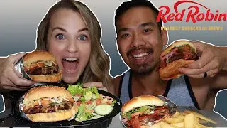 SCORPION BURGER, MAD LOVE BURGER & FRIES - RED ROBINS MUKBANG!