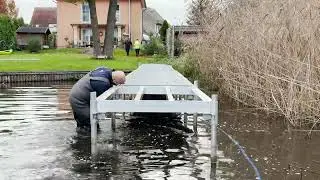 STEGANLAGE STEGSYSTEM MODULAR AMS WATERFRONT SYSTEMS STEGMODUL STEGBAU UFERPLATZ LIEGEPLATZ STEG NEU