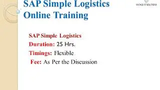 SAP Simple Logistics Online Training Video