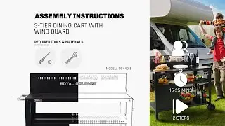 Royal Gourmet&reg;PC4401B 3-TIER DINING CART WITH WIND GUARD