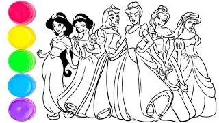 Disney Prensesleri Boyama |Prenses Simli Boyama ve Çizimi |Çocuklar İçin Kolay İngilizce
