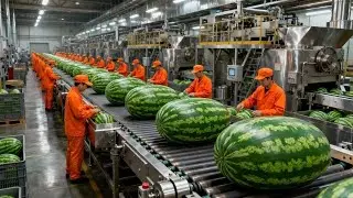 Inside a Modern Watermelon Factory From Fresh Watermelon to Delicious Desserts (The Whole Process)