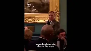 Dominic Frisby singing to Boris, Nigel, Truss and Jenrick at Carlton Club Guido dinner