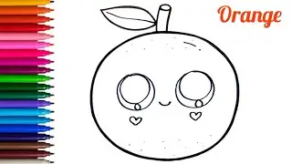 How To Draw A Cute Orange Easy For Kids | Orange Drawing | Drawing For Kids