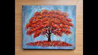How to Paint a Flowering Tree/ Painting for beginners/ Art Valentina