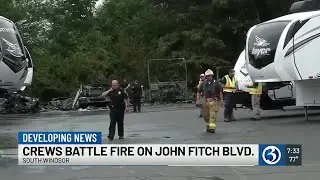 Crews fight blaze at Pete&rsquo;s RV in South Windsor