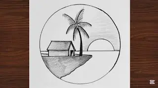 Easy Circle Scenery Drawing | Easy Drawing for Beginners | Scenery Pencil Sketch