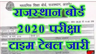 Rajasthan Board Time table 2020 | Rbse Class 5th 8th 10th 12th time table 2020