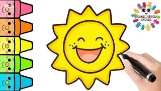 How to Draw & Color a Cute Happy Sun ☀️ | Easy Drawing for Kids