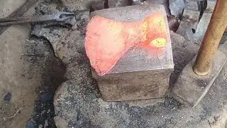 Axe making in blacksmith tool. 
