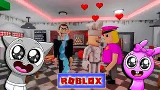 BABY GRAY SPRUNKI vs LOVE STORY - PAPA PIZZA 💗 POLICE GIRL #roblox #robloxobby
