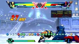 [UMVC3] Team PR Rog - Optimal Wolverine corner BnB (850k, 1 meter)