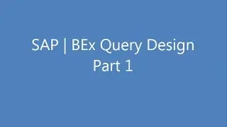 SAP | BEx Query Design Part 1