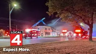 Building fire closes part of 8 Mile Road in Macomb County