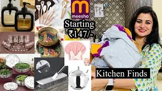 Meesho Kitchen & Home Decor Haul, Utensils Set, Tray Set, Strainer, Mop, Towel, Soap Dispenser,Glass