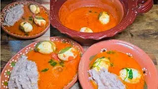 Desayuno Ranchero🥚 (huevos duros en salsa roja🍳☕️