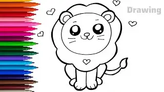 Cute Lion Drawing Easy | How To Draw A Lion Easy | Drawing For Kids