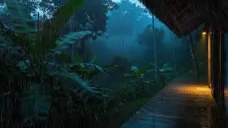 Sleep Now with Soft Rainfall and Distant Thunder at Cozy Cabin 🌧️