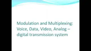 Modulation--Amplitude Modulation Frequency Modulation, Phase Modulation, Analog/Digital Modems