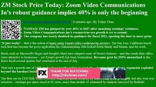ZM Stock Price Today: Zoom Video Communications In's robust guidance implies