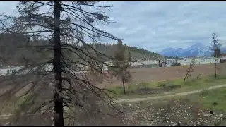 Via Rail The Canadian Train Passing Wildfire Damage While Arriving at Jasper Station