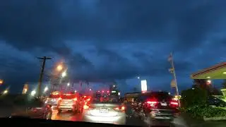 Typical American Suburban Car Drive Night Street Traffic [Washington State USA]