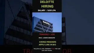 🚨 DELOITTE Jobs 2025 Hiring Freshers FOR JUNIOR ASSOCIATE. #jobsearch #subscribe #jobs