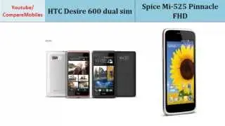 HTC Desire 600 dual sim VS Spice Mi-525 Pinnacle FHD, all specs