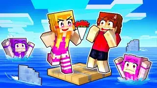 TRAPPED On ONE RAFT With MY CRAZY FAN GIRLS... (Minecraft)