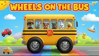 Wheels on the Bus with Animal Friends - Vehicle Sounds for Toddlers | Happy Paws Kids