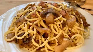 🌹ESPAGUETIS AL CAVA… ¡Y a brindar!🥂Con champiñones y longaniza🍝