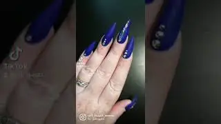 Matte blue nails!    #nail #nailartdesigns #mattenails #rhinestonenails