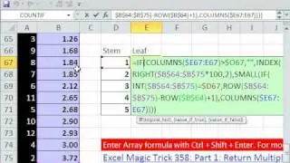 Excel Magic Trick 589: Stem & Leaf Chart for Decimals - Array Formula - Statistics