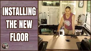 Installing the new plywood floor in my Toyota Coaster bus.