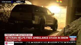 Veteran helps free ambulance stuck in snow