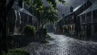 Relieve insomnia and fall asleep with the sound of heavy rain and thunder at night | no mid-roll ads