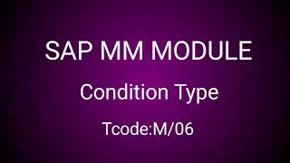 SAP MM Module Condition Type