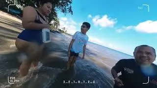 Playing at Senggigi Beach in front of Holiday Lombok Resort