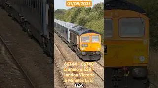 66744 hauls the Britannic Explorer past Bonemill Lane Bridge with a tone