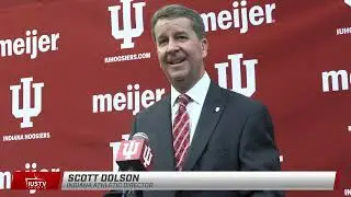 Scott Dolson talks following the Merchants Bank deal at Memorial Stadium