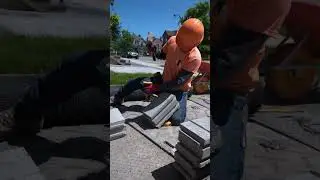 Constructing Retaining Wall with Unilock Stones