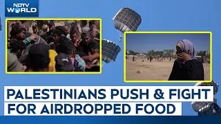 Gaza News | Hungry Palestinians Run, Push And Fight For Airdropped Aid Into Gaza Strip